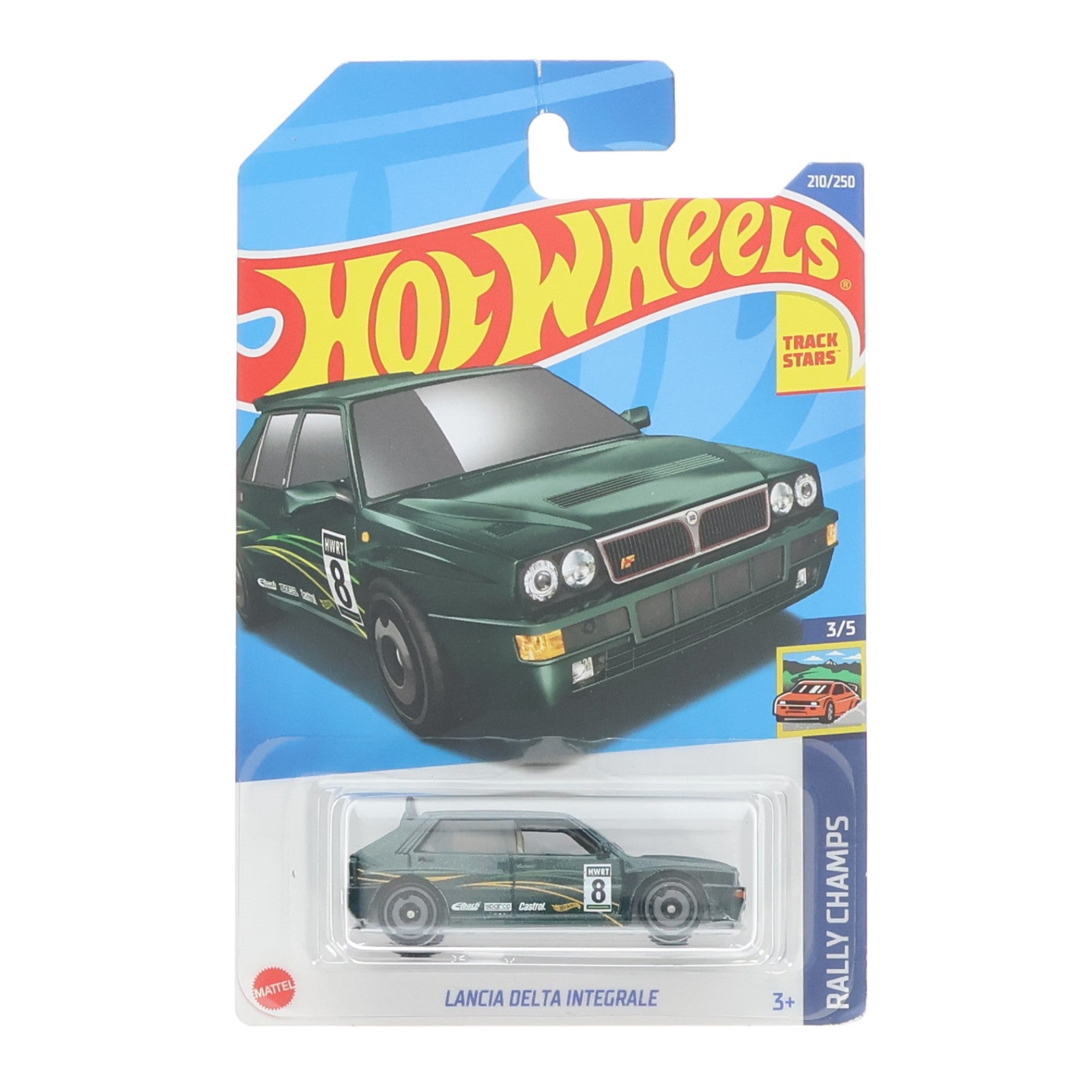 【中古即納】[MDL] Hot Wheels(ホットウィール) RALLY CHAMPS 1/64 LANCIA DELTA INTEGRALE #8(ダークグリーン×イエロー) 完成品 ミニカー(HCT88-M7C5) マテル(20220328)