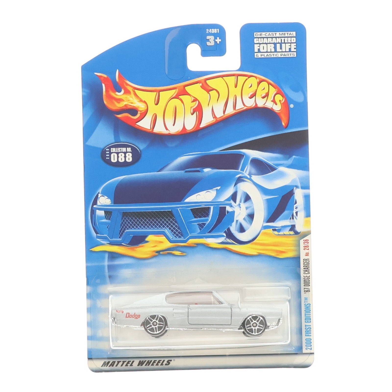 【中古即納】[MDL] Hot Wheels(ホットウィール) 2000 FIRST EDITIONS 1/64 '67 DODGE CHARGER(シルバー) 完成品 ミニカー(24381-1911) マテル(20001231)