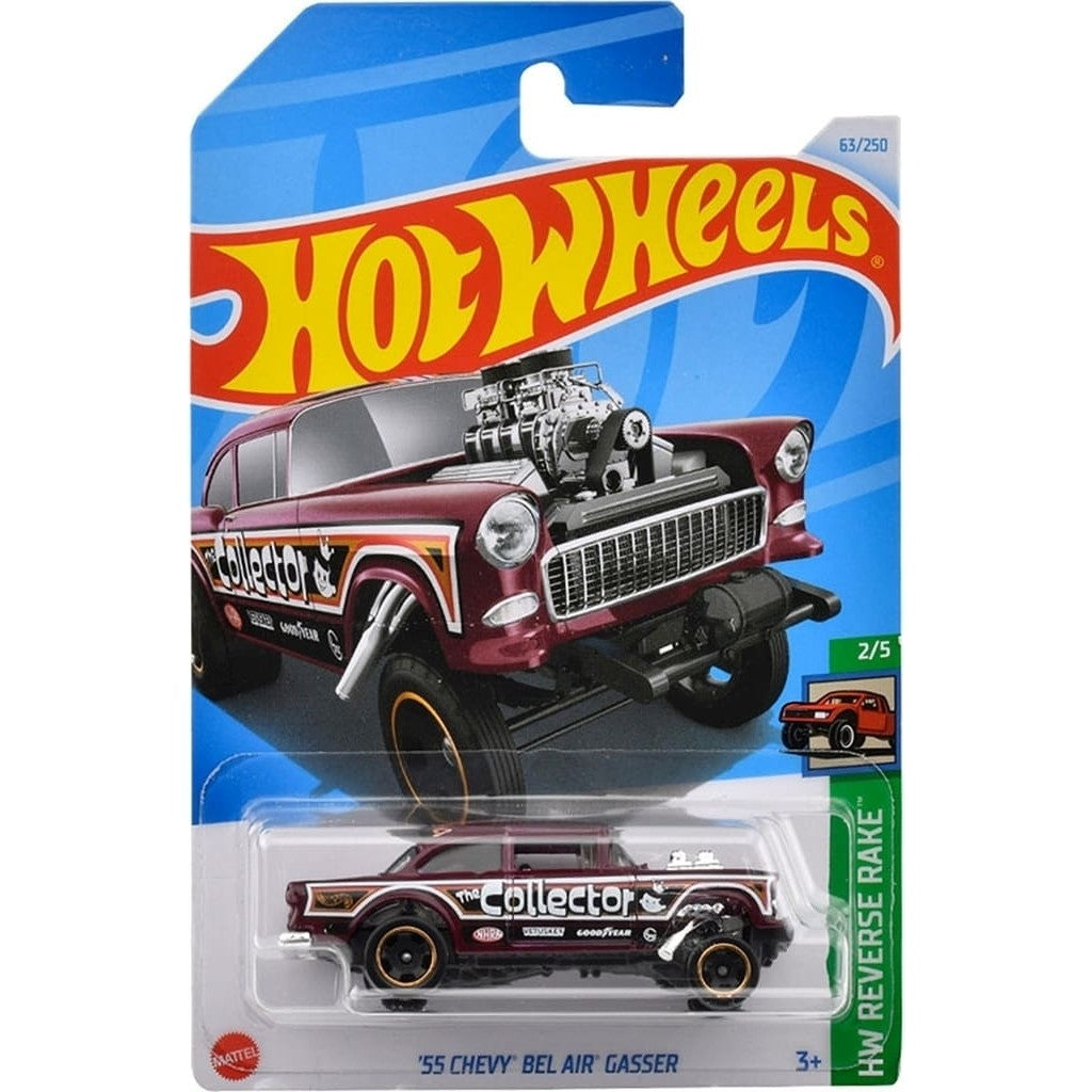 【中古即納】[MDL] Hot Wheels(ホットウィール) REVERSE RAKE 1/64 '55 シェビー ベルエア ギャッサー 完成品 ミニカー(HXR01-9866) マテル(20240731)