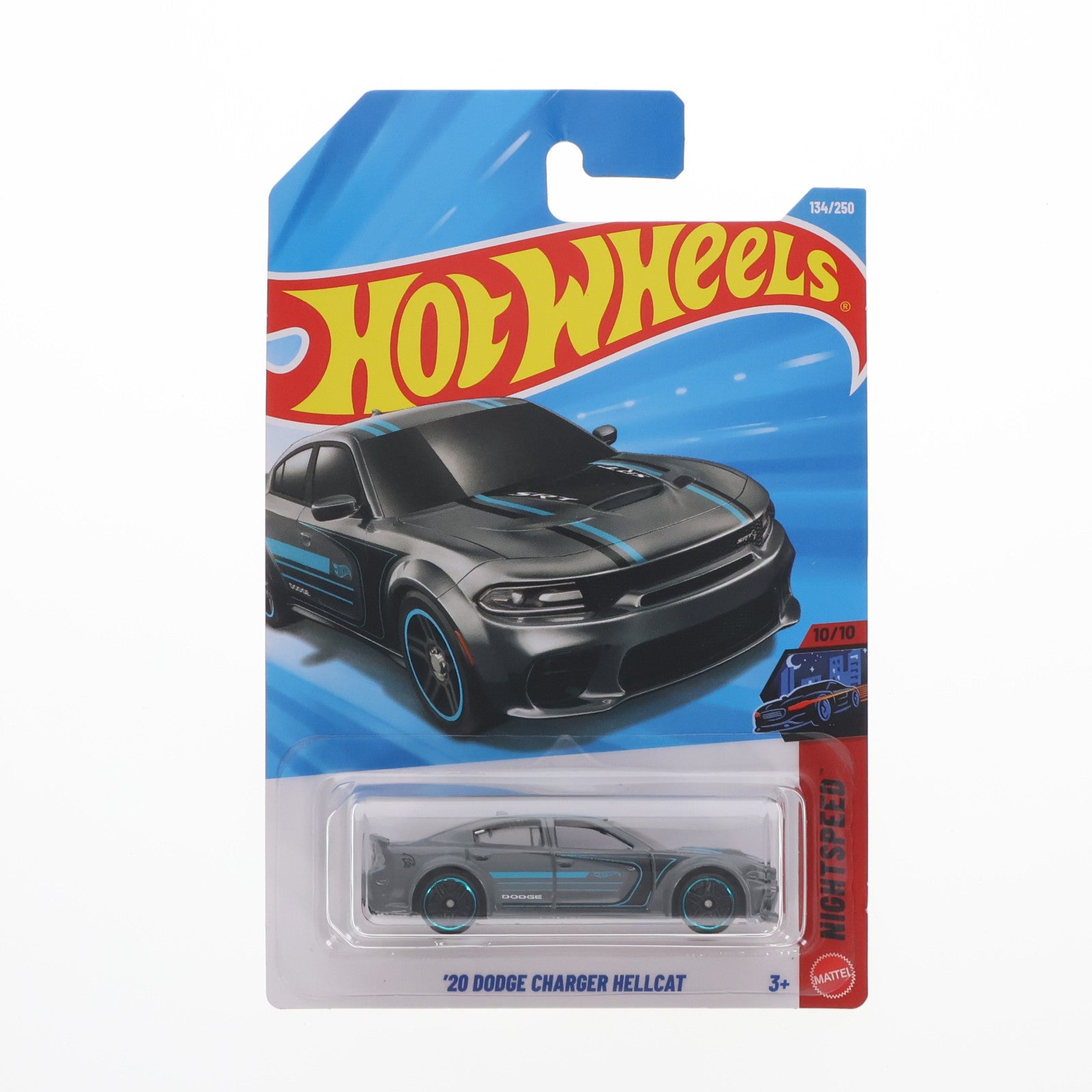 【中古即納】[MDL] Hot Wheels(ホットウィール) NIGHTSPEED 1/64 '20 DODGE CHARGER HELLCAT(グレー×ブルー) 完成品 ミニカー(JJJ87) マテル(20251231)