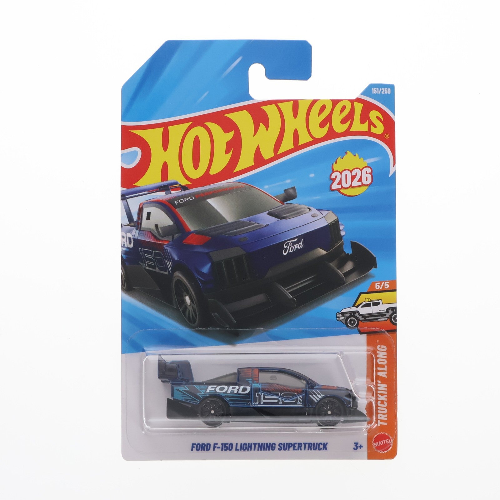 【中古即納】[MDL] Hot Wheels(ホットウィール) TRUCKIN' ALONG 1/64 FORD F-150 LIGHTNING SUPERTRUCK(ネイビー×ブルー) 完成品 ミニカー(JJH52) マテル(20260510)