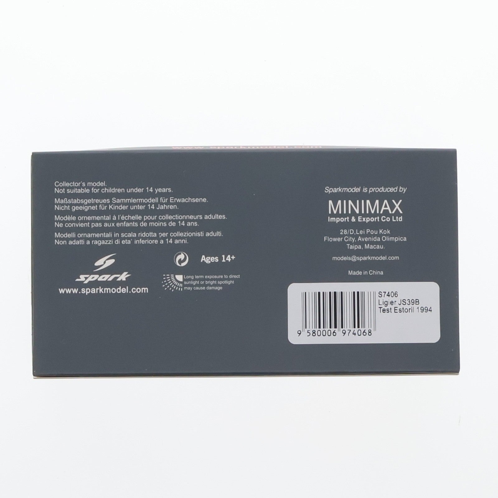 【中古即納】[MDL] 1/43 Ligier JS39B Test Estoril 1994 Michael Schumacher 完成品 ミニカー(S7406) SPARK(スパーク)(20190601)