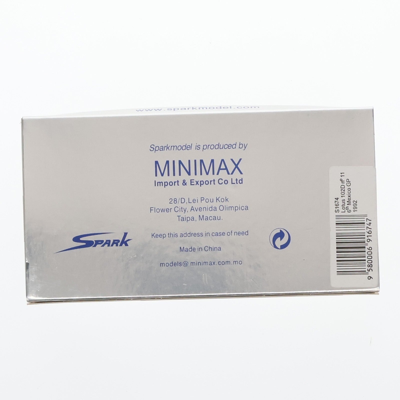 【中古即納】[MDL] 1/43 ロータス 102D 92 メキシコGP #11 M.Hakkinen 完成品 ミニカー(S1674) SPARK(スパーク)(20110726)