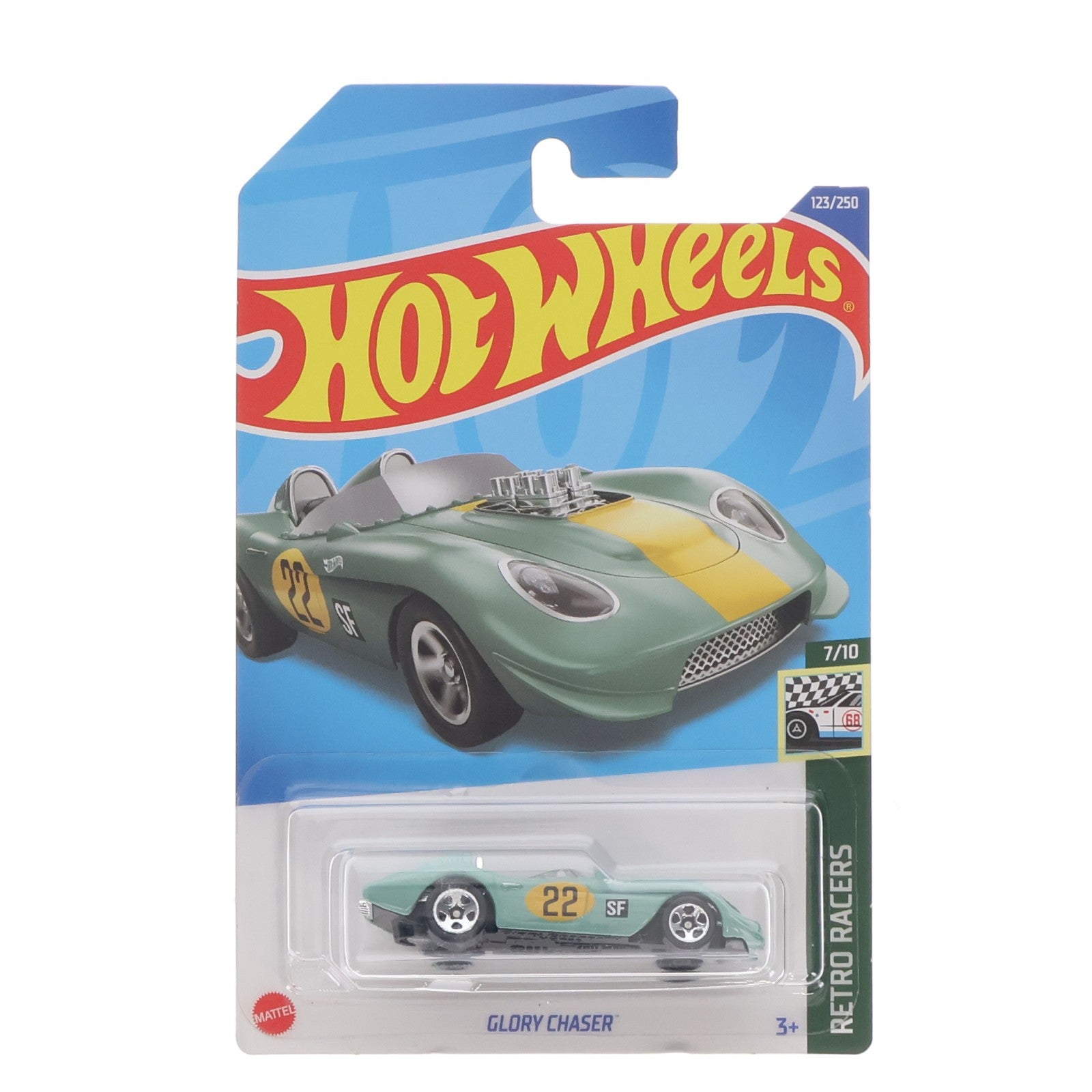 【中古即納】[MDL] Hot Wheels(ホットウィール) RETRO RACERS 1/64 GLORY CHASER #22(ライトグリーン×イエロー) 完成品 ミニカー(HCT28-M7C8) マテル(20220531)