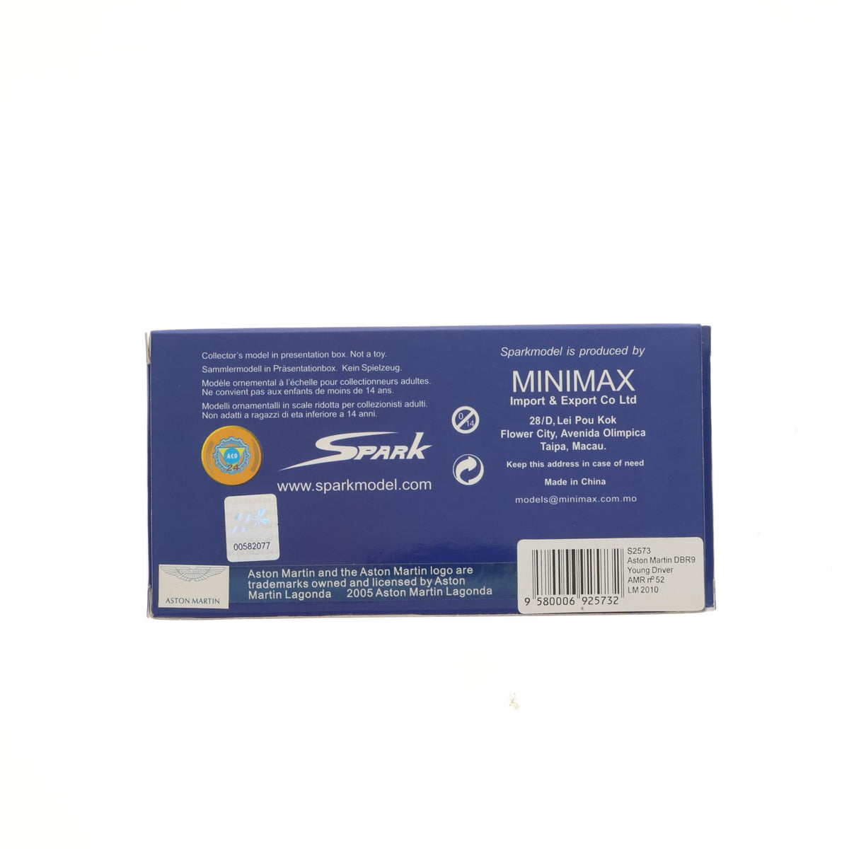 【中古即納】[MDL] 1/43 アストンマーチン DBR9 ヤングドライバーAMR 10 ルマン #52 P.Kox/T.En 完成品 ミニカー(S2573) SPARK(スパーク)(19991231)