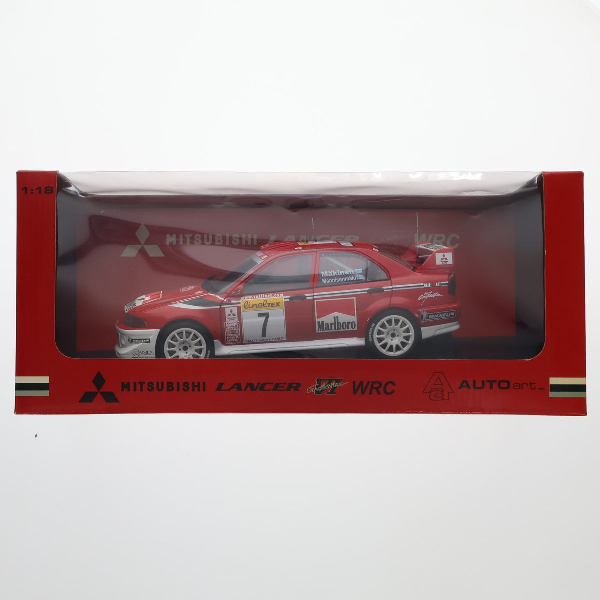 【中古即納】[MDL] 1/18 三菱 ランサーエボリューションVI WRC2001 モンテカルロ優勝車 RAND #7(レッド×ホワイト) マルボロ仕様 完成品 ミニカー(80141) AUTOart(オートアート)(20220328)