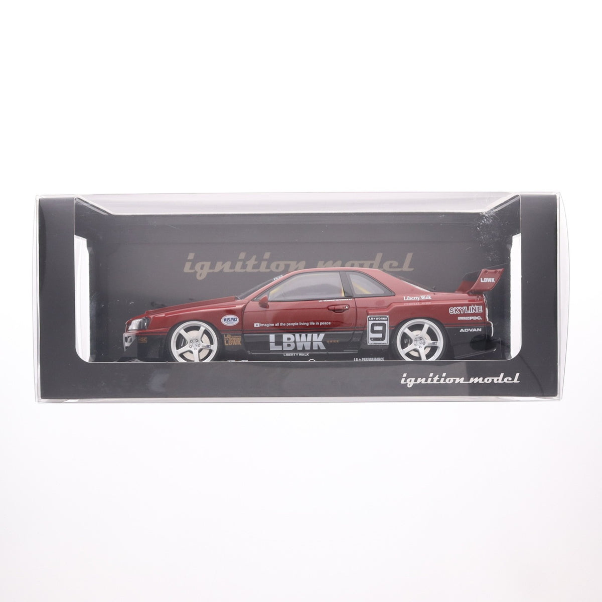 【中古即納】[MDL] 1/18 LB-ER34 Super Silhouette SKYLINE(スーパーシルエット スカイライン) #9(レッド×ブラック) 完成品 ミニカー(IG2706) ignition model(イグニッションモデル)(20221217)