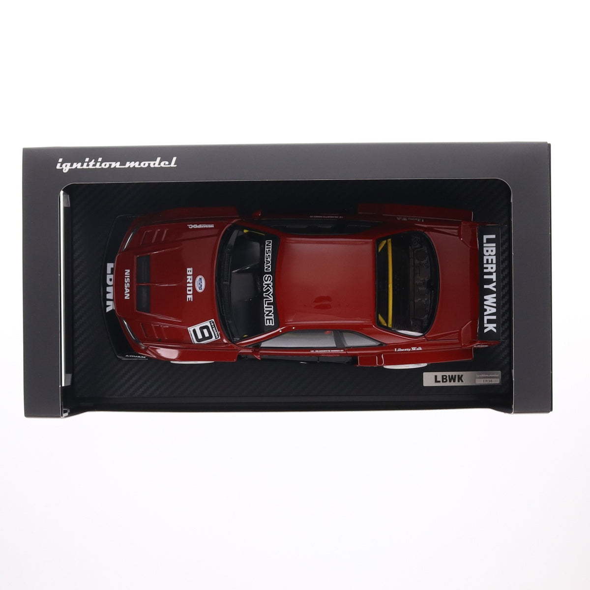 【中古即納】[MDL] 1/18 LB-ER34 Super Silhouette SKYLINE(スーパーシルエット スカイライン) #9(レッド×ブラック) 完成品 ミニカー(IG2706) ignition model(イグニッションモデル)(20221217)