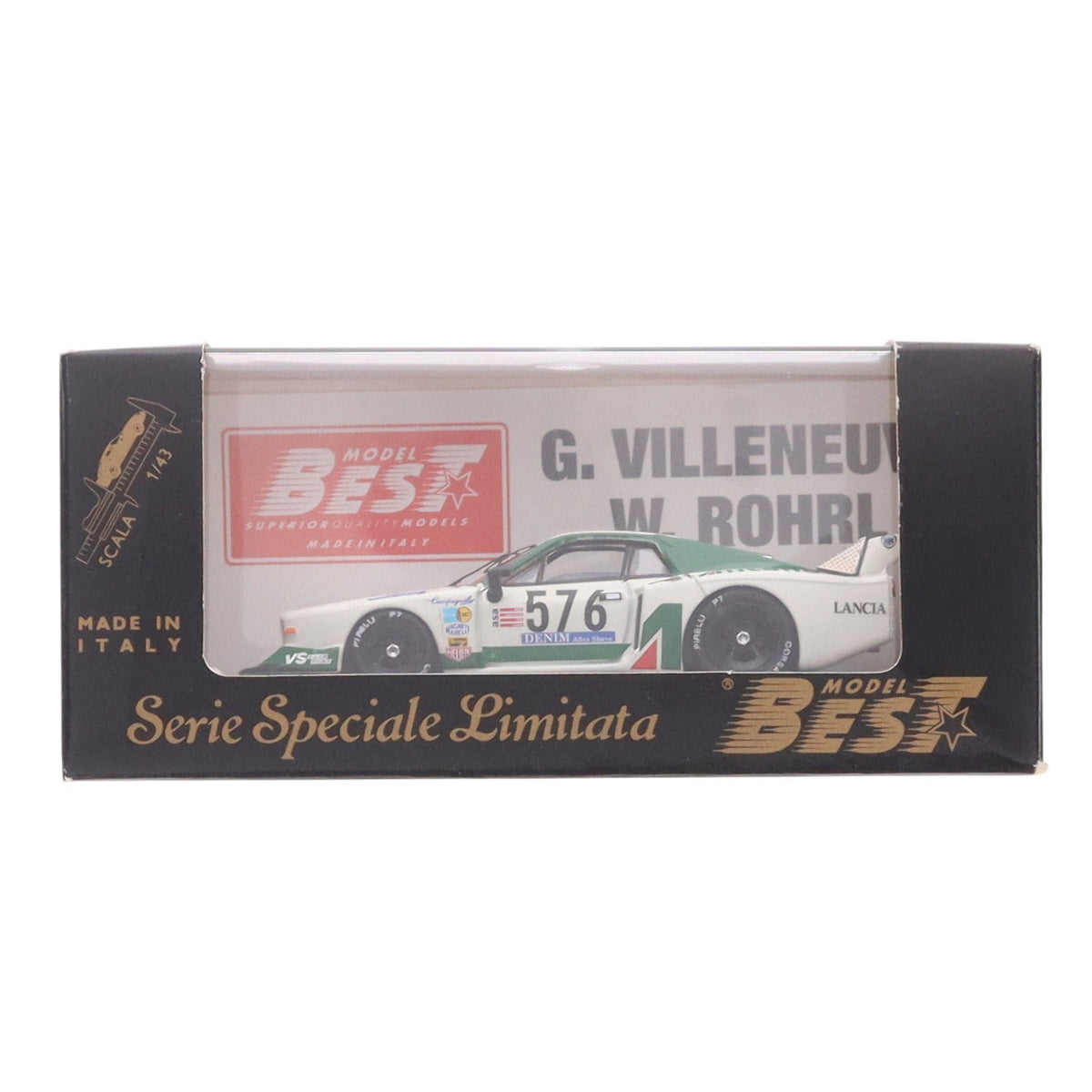 【中古即納】[MDL] 1/43 LANCIA BETA(ランチア ベータ) M. GIRO D' ITALIA 1979 Alitalia #576(ホワイト×グリーン×レッド) 完成品 ミニカー(BESPE1) BEST MODEL(ベストモデル)(19991231)