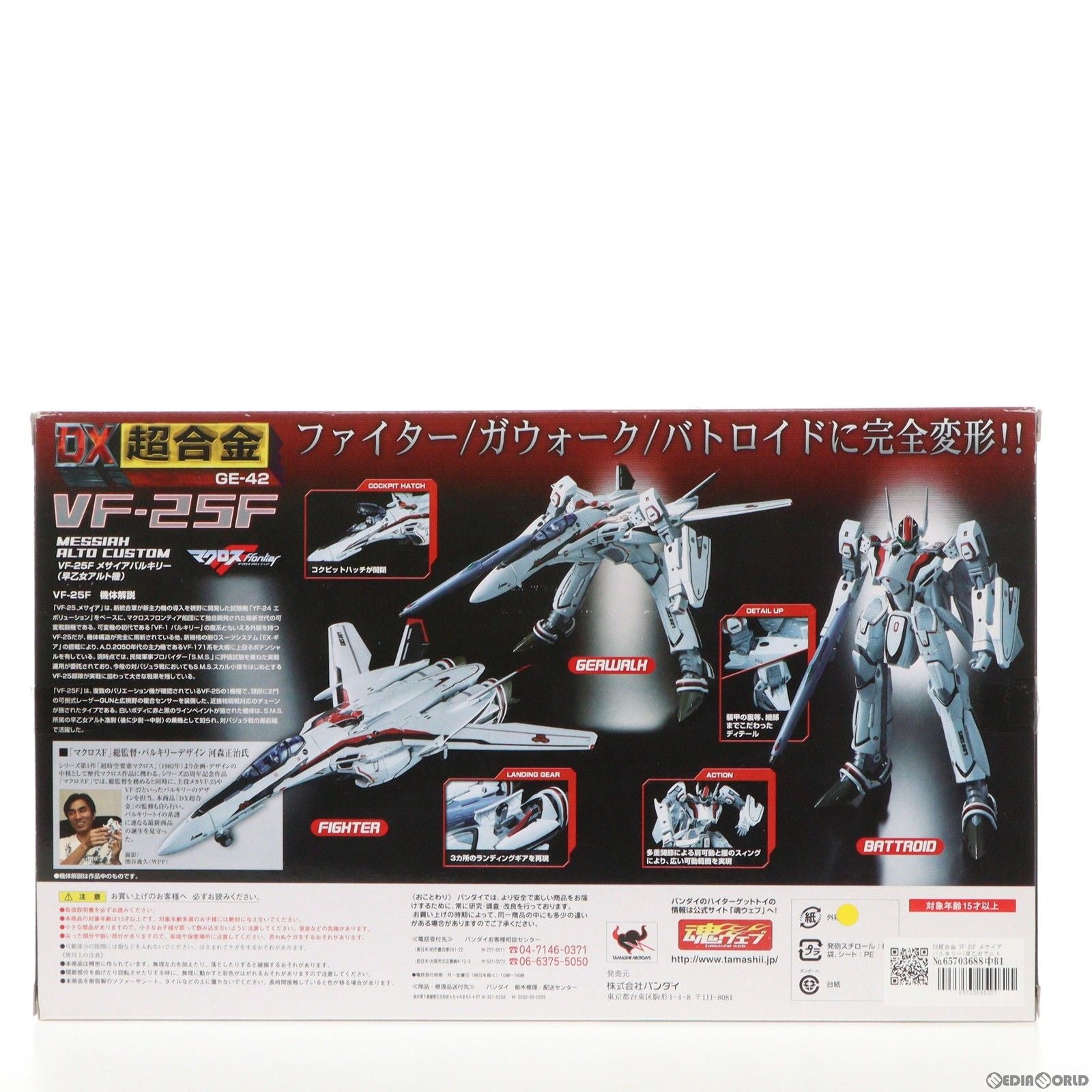 【中古即納】[TOY] DX超合金 VF-25F メサイアバルキリー(早乙女アルト機) マクロスF(フロンティア) 1/60 完成トイ バンダイ(20110211)