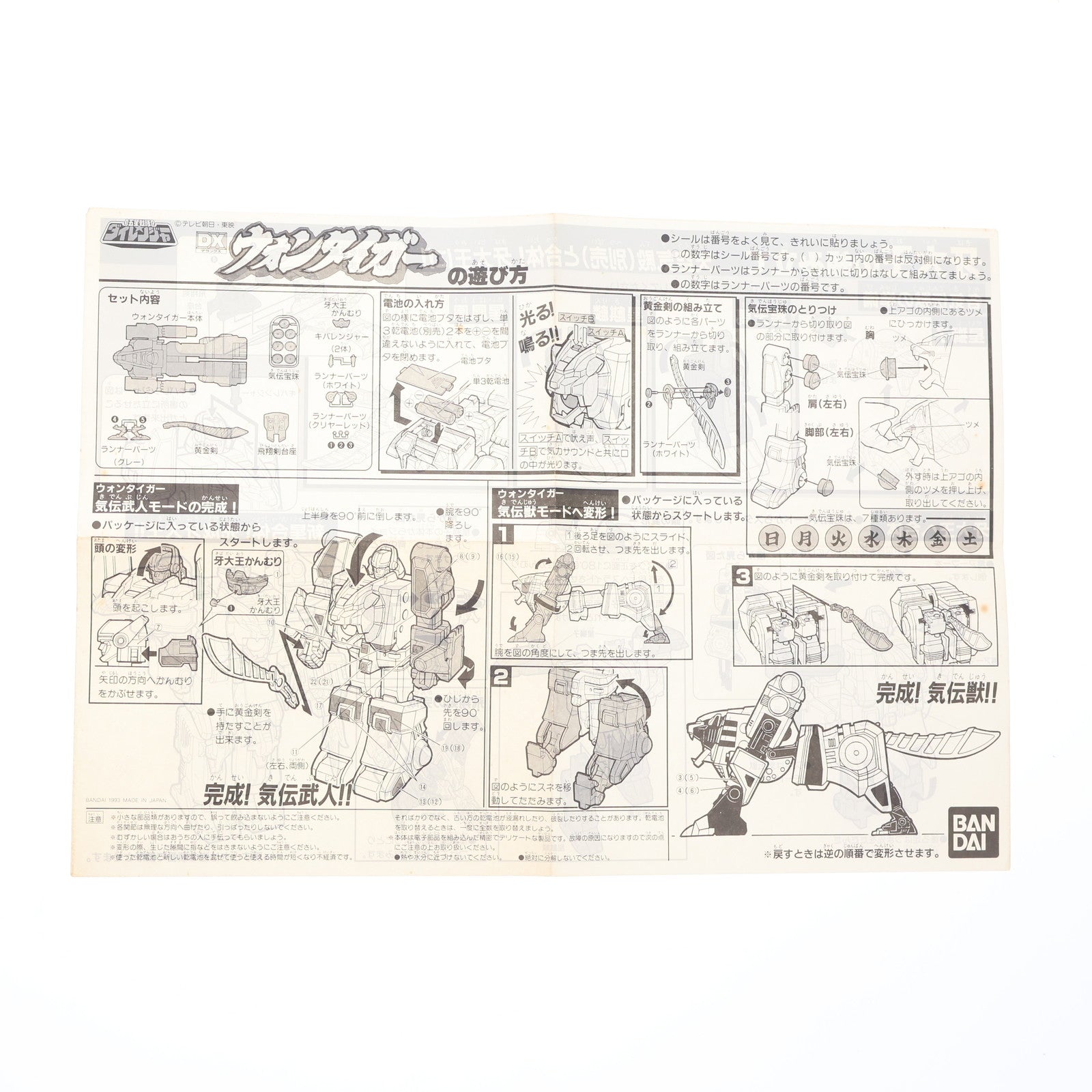 【中古即納】[TOY] DXウォンタイガー 五星戦隊ダイレンジャー 完成トイ バンダイ(19930101)
