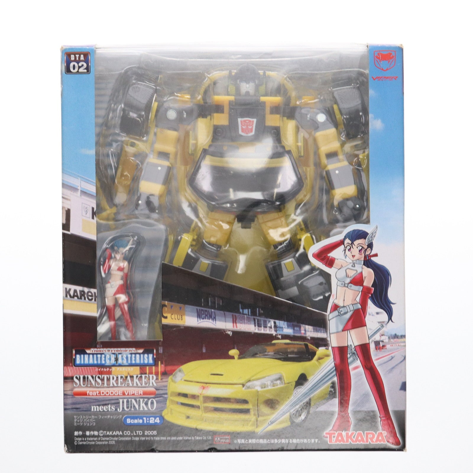 【中古即納】[TOY] トランスフォーマー バイナルテック アスタリスク BTA-02 1/24 サンストリーカー feat ダッジ バイパー meets ジュンコ 完成トイ タカラ(20050930)