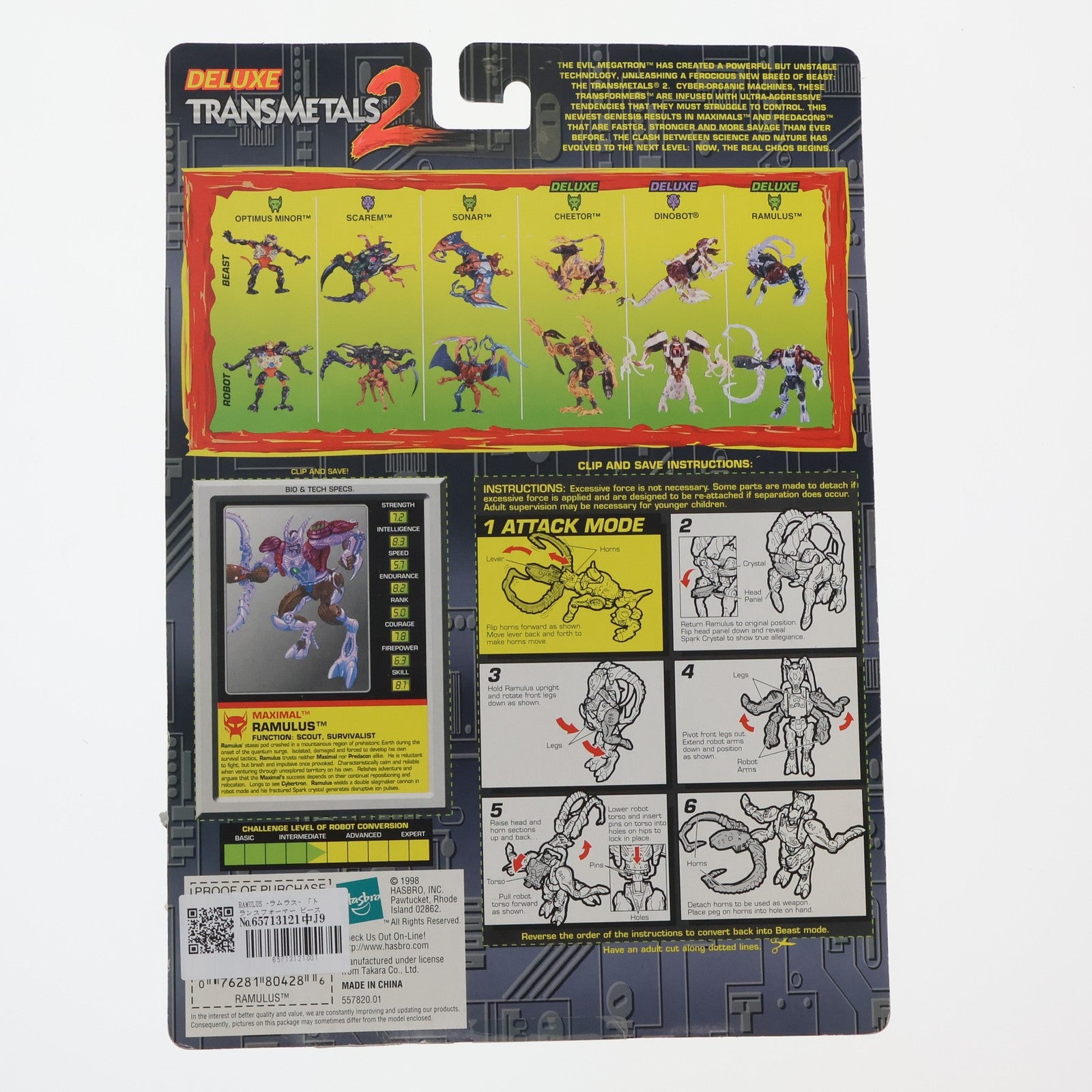 【中古即納】[TOY] トランスフォーマー ビーストウォーズ トランスメタルス2 RAMULUS(ラムラス) ビーストウォーズメタルス 超生命体トランスフォーマー 完成トイ(80428) ハズブロ(19991231)