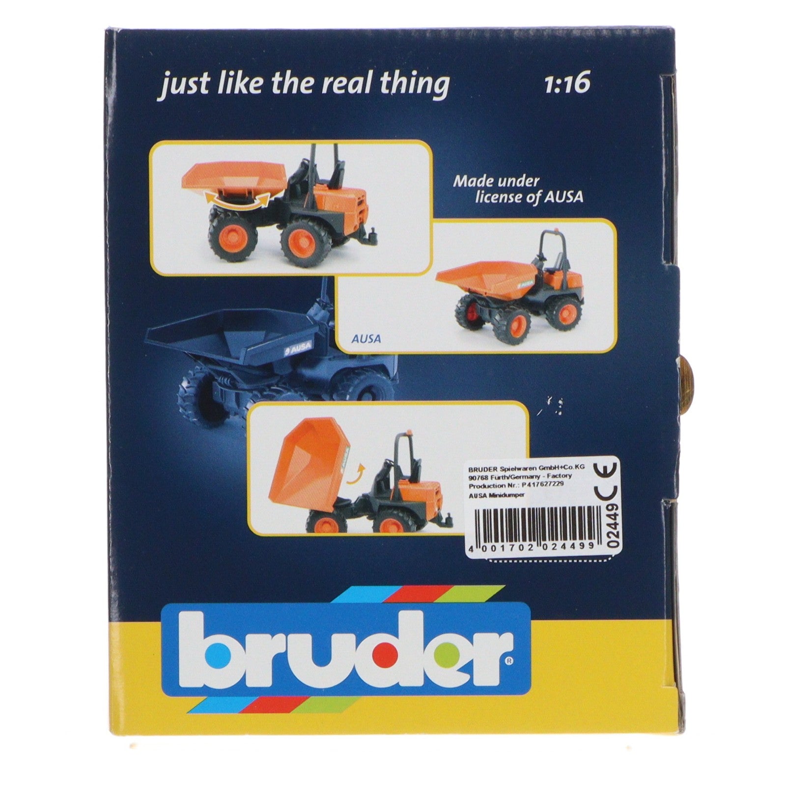 【中古即納】[TOY] プロシリーズコレクション 02449 1/16 AUSA ミニダンパー 完成トイ bruder(ブルーダー)(19991231)