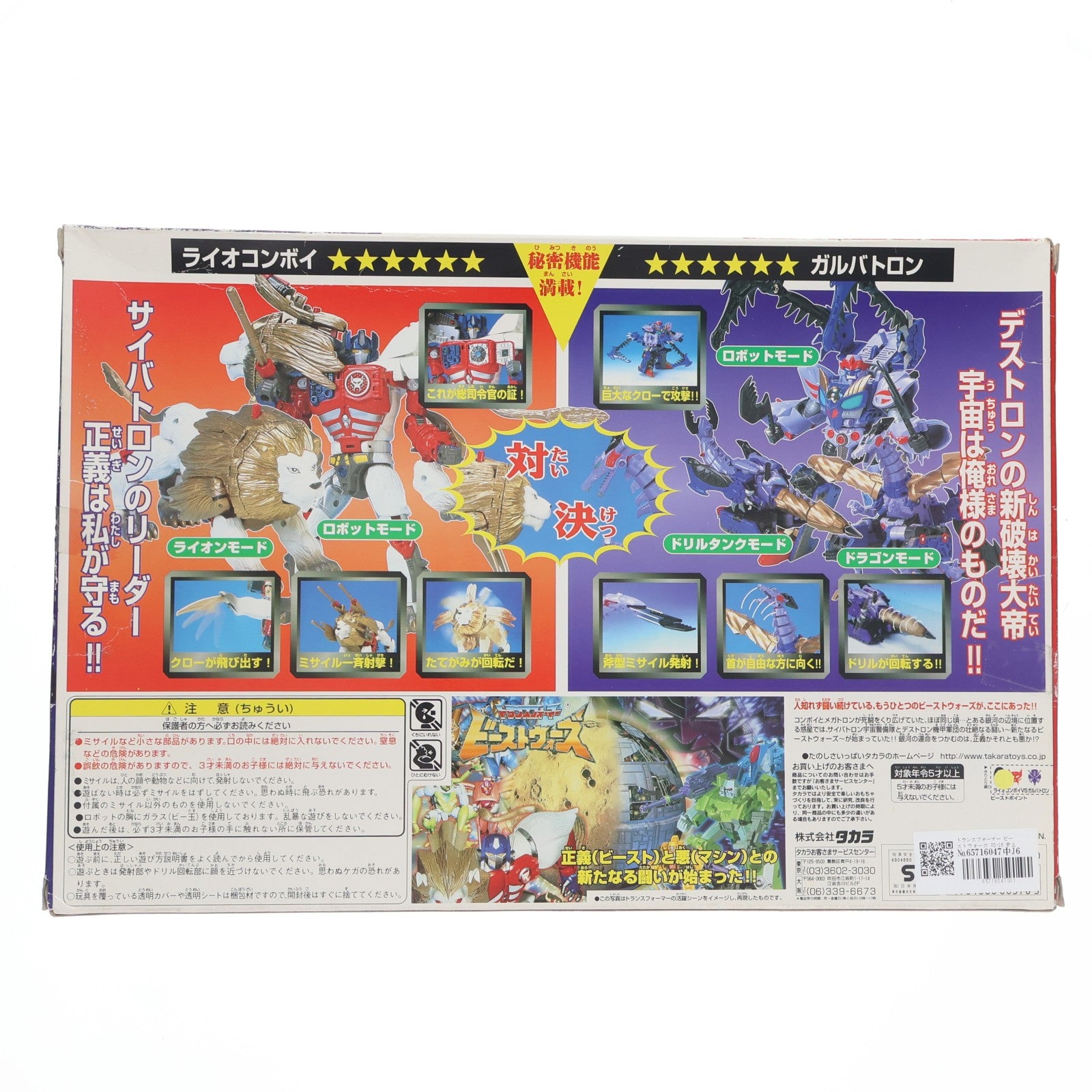 【中古即納】[TOY] トランスフォーマー ビーストウォーズ VS-16 史上最大の対決 ライオコンボイVSガルバトロン 完成トイ タカラ(19981231)