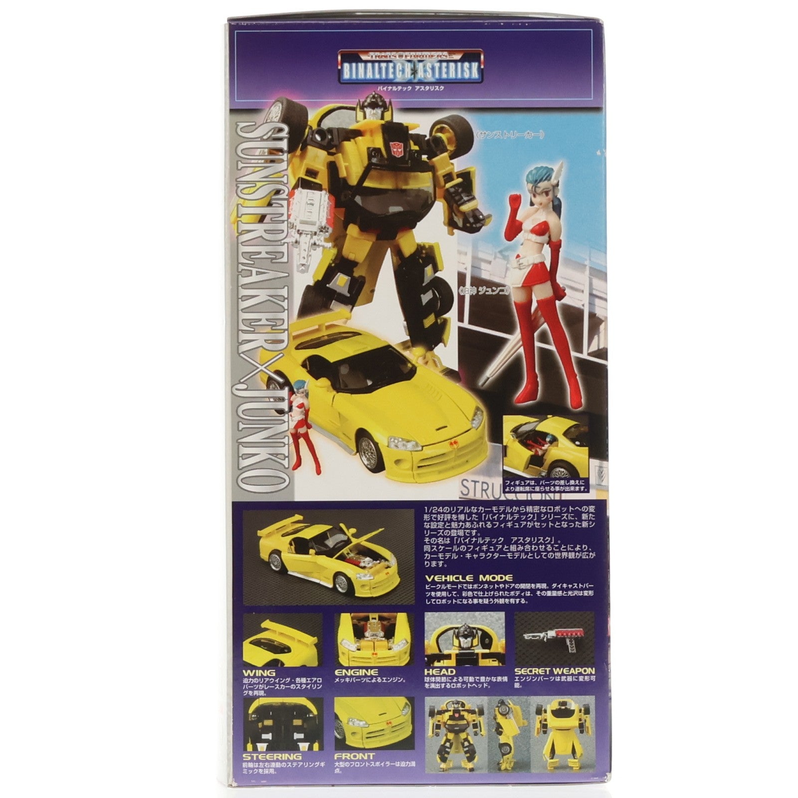 【中古即納】[TOY] トランスフォーマー バイナルテック アスタリスク BTA-02 1/24 サンストリーカー feat ダッジ バイパー meets ジュンコ 完成トイ タカラ(20050930)
