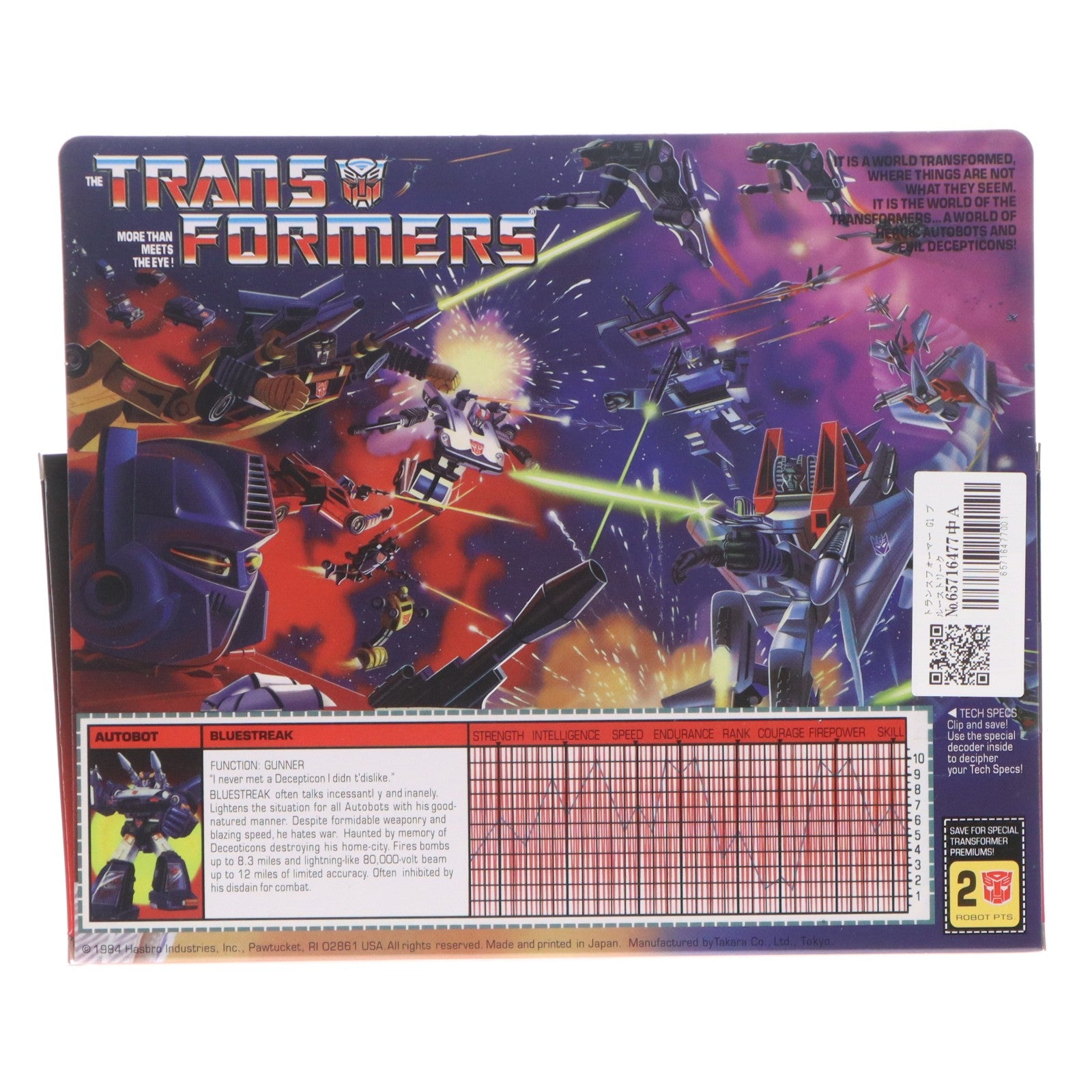 【中古即納】[TOY] Transformer: Autobot Cars BLUESTREAK(ブルーストリーク) 完成トイ ハズブロ(19841231)