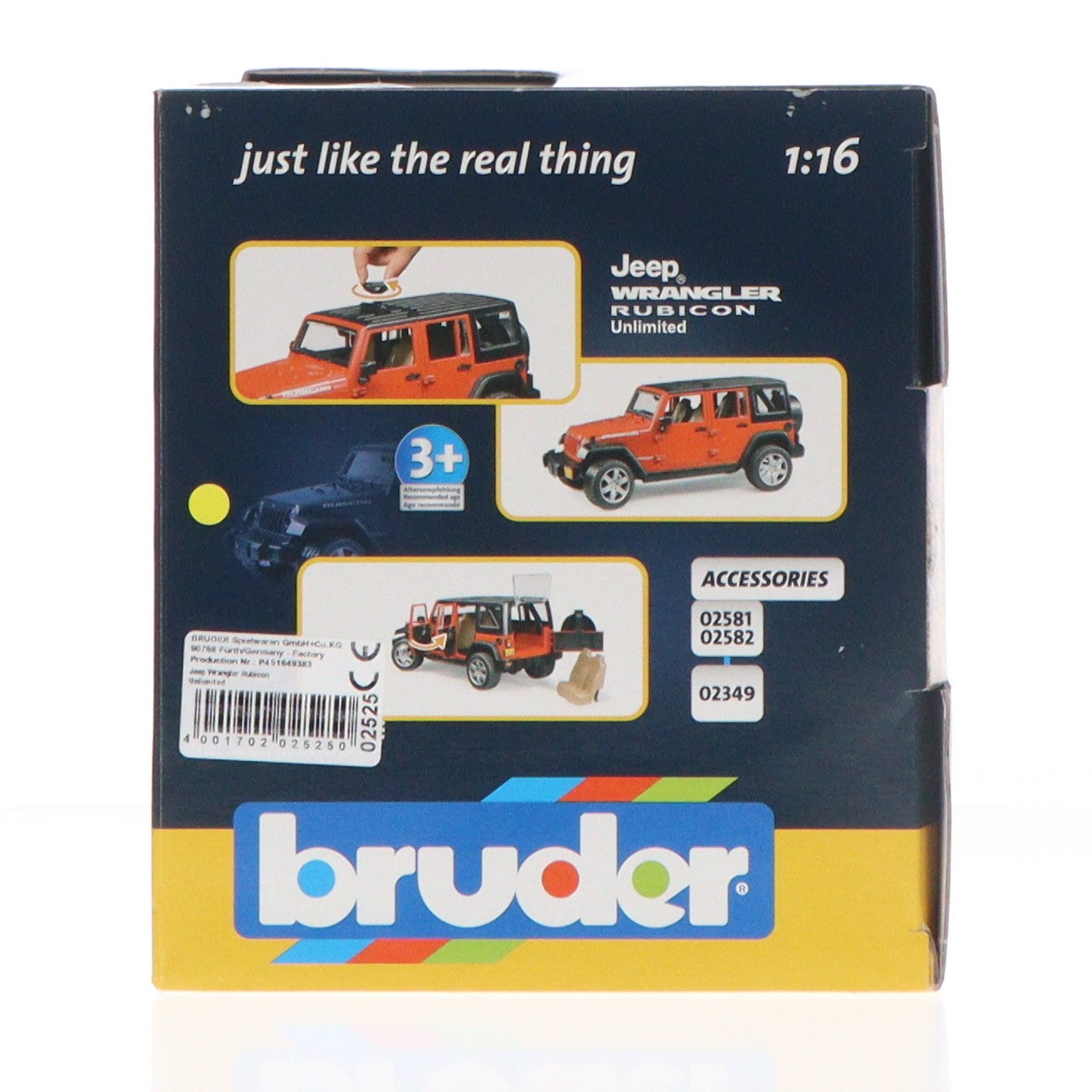【中古即納】[TOY] 1/16 JEEP Wrangler Unlimited Rubicon(ジープ ラングラー アンリミテッド ルビコン) レッド 完成トイ(02525) bruder(ブルーダー)(20201231)