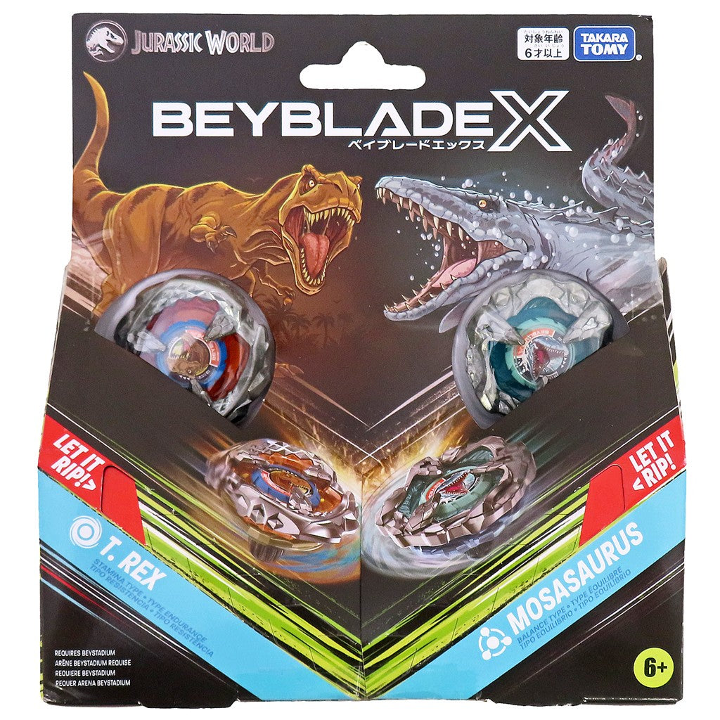 【中古即納】[TOY] BX-00 ダブルスターター ジュラシック・ワールド T-レックス/モササウルス BEYBLADE X(ベイブレードエックス) 組立トイ B4ストア&タカラトミーモール&セブンネット限定 タカラトミー(20250719)