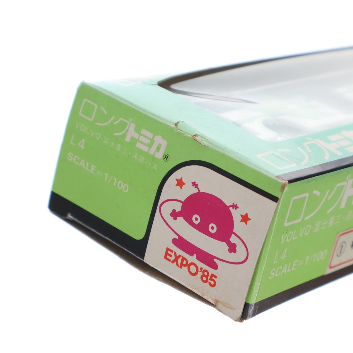 【中古即納】[MDL] つくば万博会場限定 ロングトミカ L4 H-E-409 1/100 VOLVO-富士重工・連節バス 科学万博会場(ホワイト×グリーン/日本製) 完成品 ミニカー トミー(19850317)