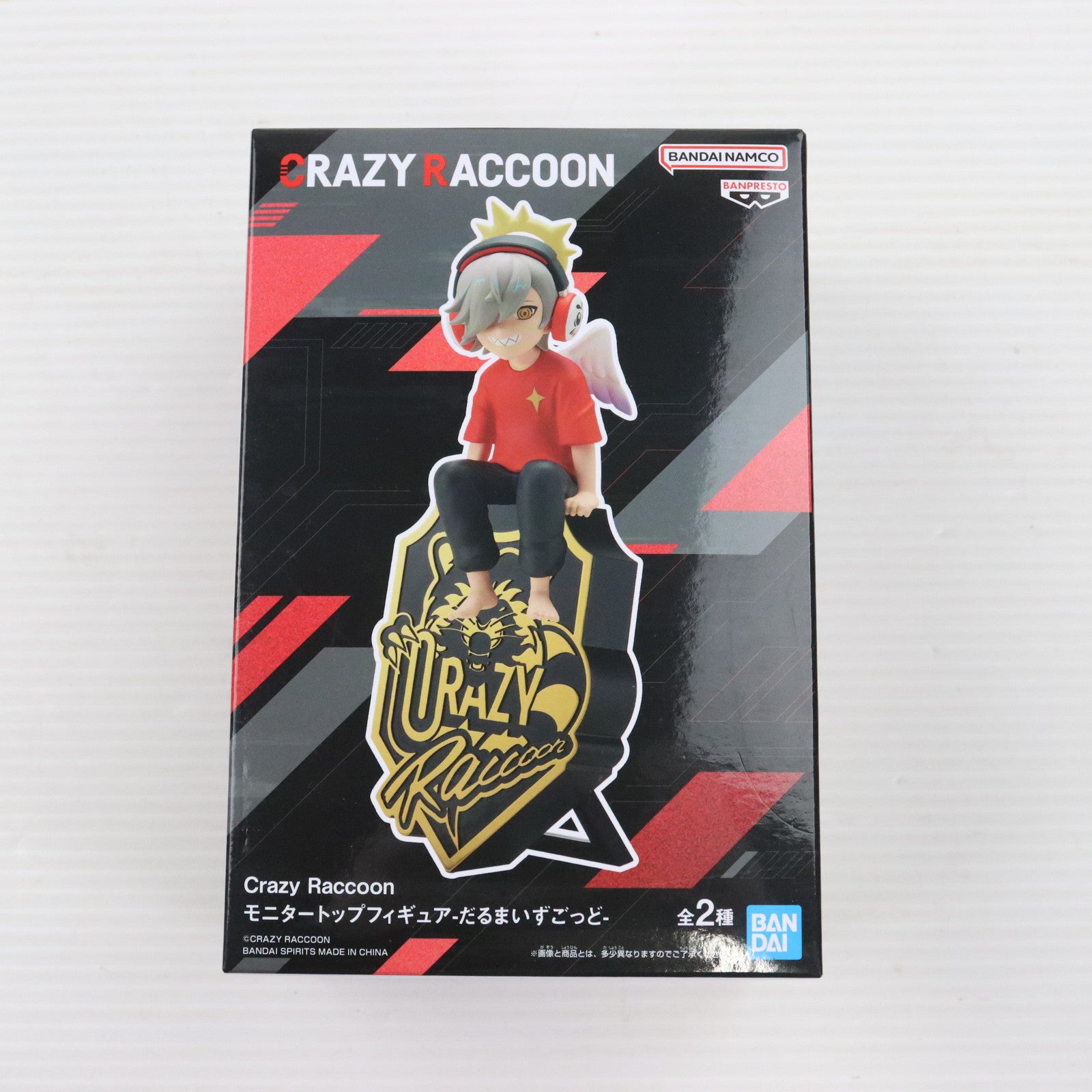 【中古即納】[FIG] だるまいずごっど A(Tシャツレッド) Crazy Raccoon(クレイジーラクーン) モニタートップフィギュア-だるまいずごっど- プライズ(2704346) バンプレスト(20240831)