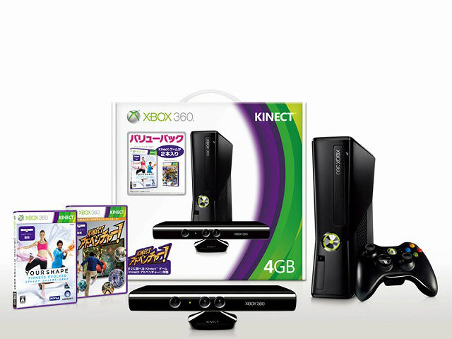 【中古即納】[Xbox360](本体)Xbox 360 4GB+Kinect(キネクト) バリューパック(キネクトアドベンチャー&ユアシェイプ同梱)(S9G-00030) マイクロソフト (20111013)