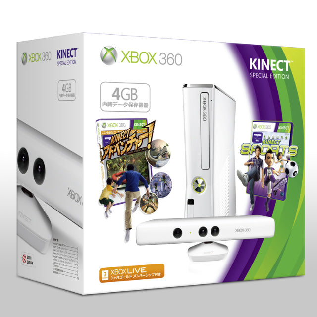 【中古即納】[Xbox360](本体)Xbox 360 4GB + Kinect(キネクト) スペシャル エディション(ピュア ホワイト)(S4G-00096) 日本マイクロソフト (20120308)