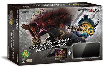 【中古即納】[3DS](本体)モンスターハンター3(トライ)G はじめてハンターパック ニンテンドー3DS コスモブラック同梱(CTR-S-KAAJ) 任天堂 (20120317)