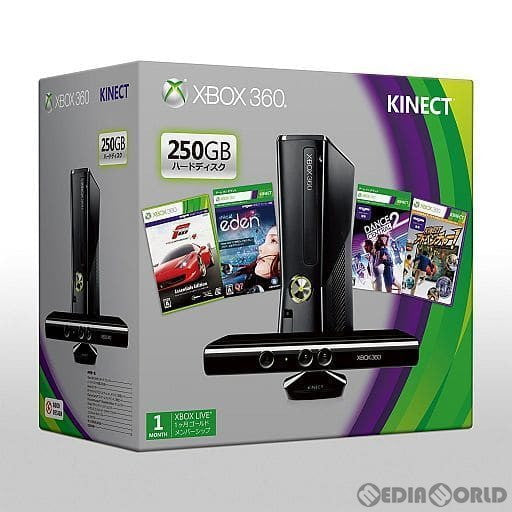 【中古即納】[Xbox360](本体)Xbox 360 250GB + Kinect(キネクト) プレミアムセット(Xbox360 S 250GB リキッドブラック同梱)(S7G-00140)(20130307)