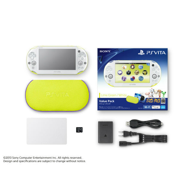 【新品即納】[PSVita](本体)プレイステーションVita バリューパック PlayStation Vita Value Pack Wi-Fiモデル ライムグリーン/ホワイト(PCHJ-10014) ソニー・コンピュータエンタテインメント (20131205)