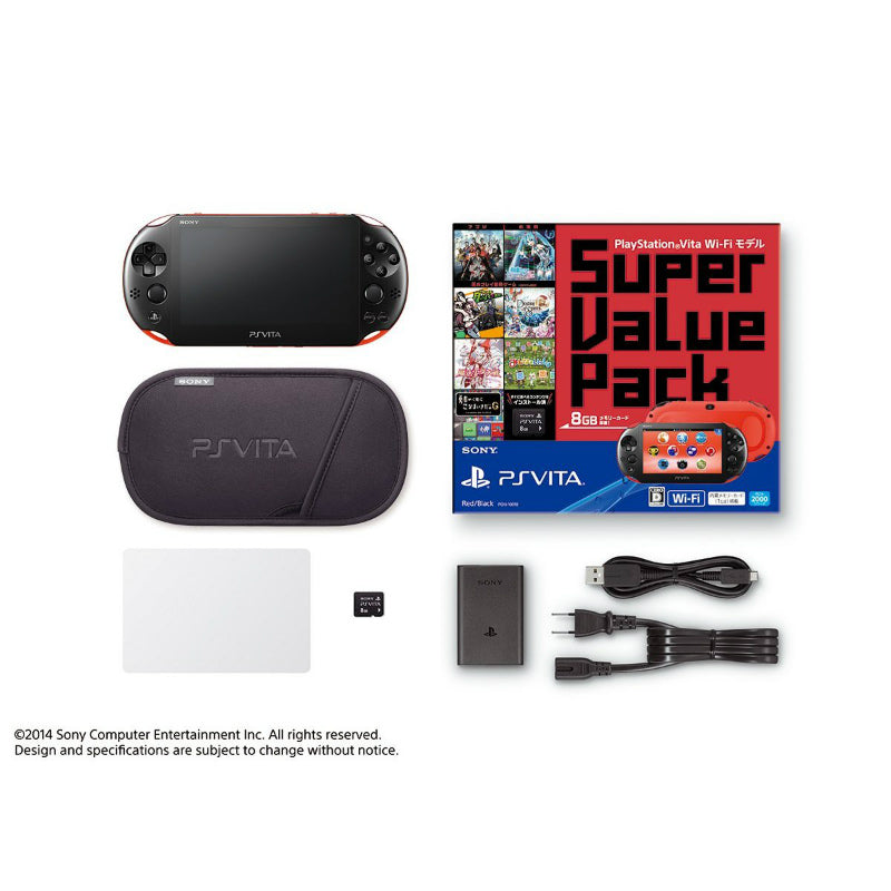 【新品即納】[PSVita](本体)PlayStation Vita(プレイステーションVita) Super Value Pack Wi-Fiモデル レッド/ブラック(PCHJ-10018) ソニー・コンピュータエンタテインメント (20140710)