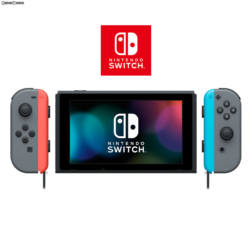 【中古即納】[Switch](本体)マイニンテンドーストア限定 Nintendo Switch カスタマイズ Joy-Con(L)/(R) グレー Joy-Conストラップ ネオンレッド/ネオンブルー(HAC-S-KABAA) 任天堂 (20170303)