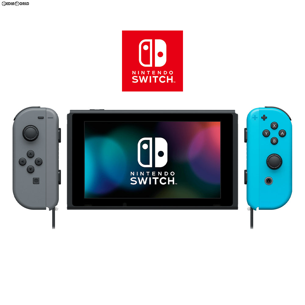 【中古即納】[本体][Switch]マイニンテンドーストア限定 Nintendo Switch(ニンテンドースイッチ) カスタマイズ Joy-Con(L) グレー/(R) ネオンブルー Joy-Conストラップ グレー/ネオンブルー(HAC-S-KABAA)(20170303)