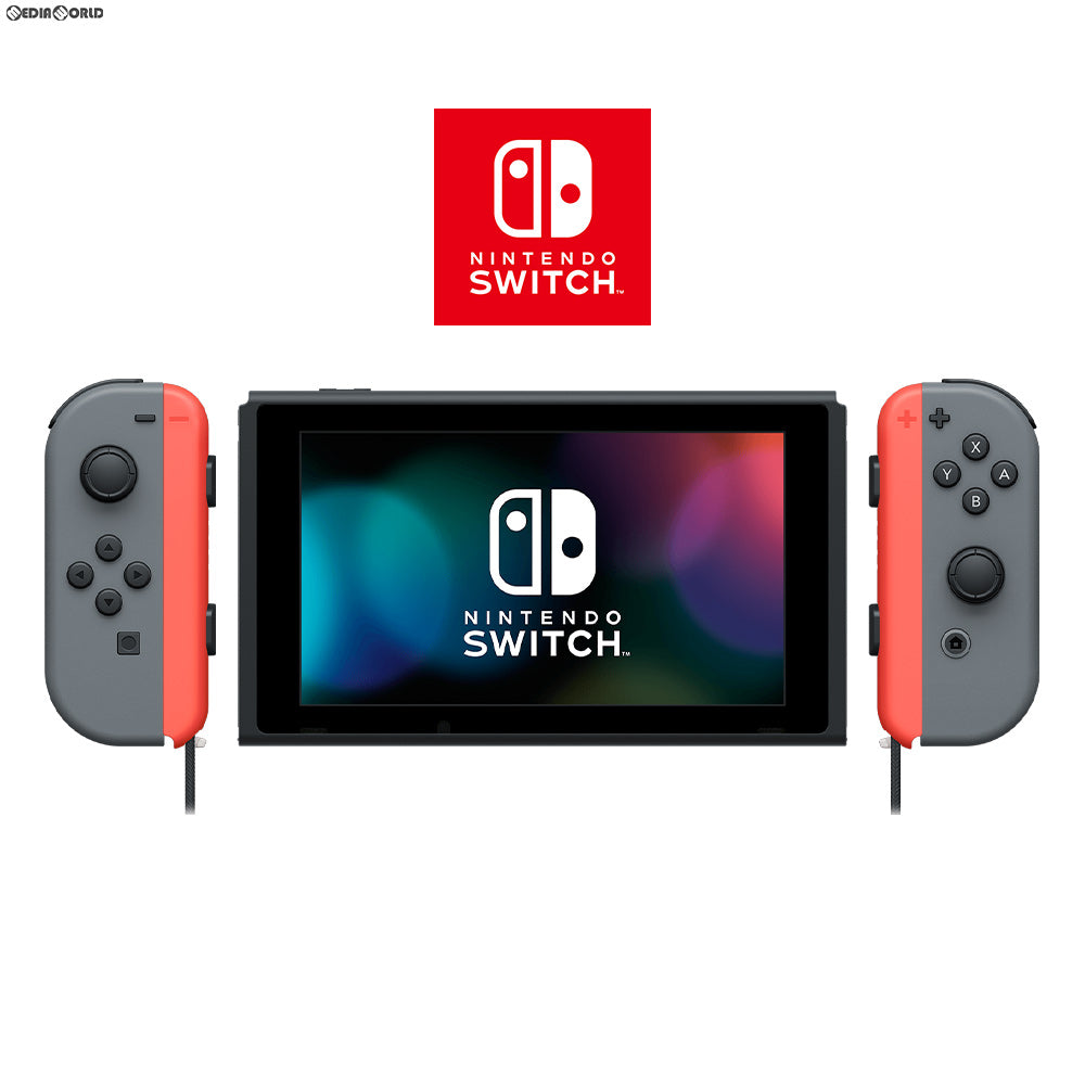 【中古即納】[Switch](本体)マイニンテンドーストア限定 Nintendo Switch(ニンテンドースイッチ) カスタマイズ Joy-Con(L)/(R) グレー Joy-Conストラップ ネオンレッド(HAC-S-KAYAA) 任天堂 (20170303)