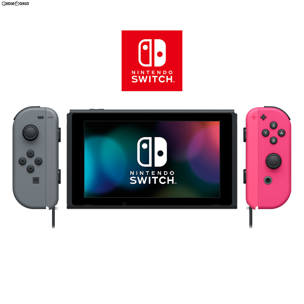 【中古即納】[Switch](本体)マイニンテンドーストア限定 Nintendo Switch(ニンテンドースイッチ) カスタマイズ Joy-Con(L) グレー/(R) ネオンピンク Joy-Conストラップ グレー/ネオンピンク(HAC-S-KAYAA) 任天堂 (20170303)