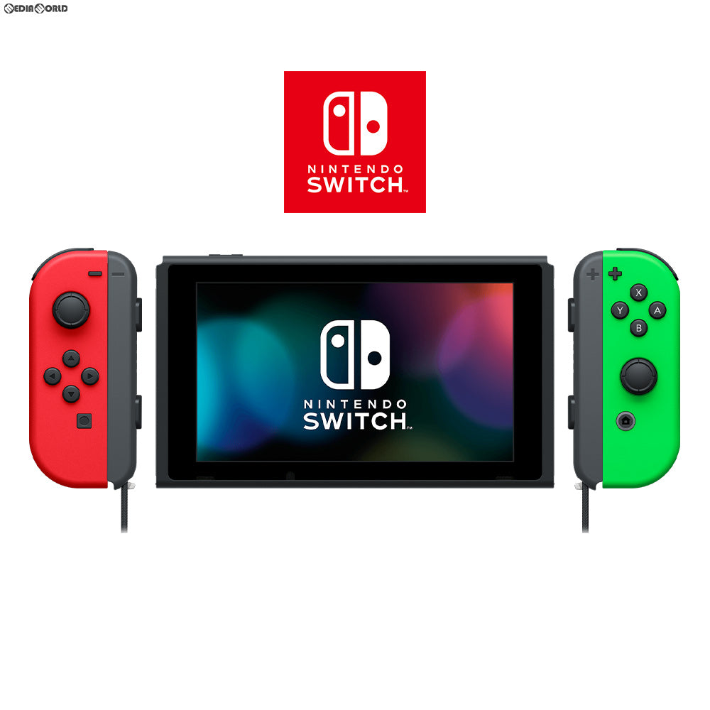 【中古即納】[Switch](本体)マイニンテンドーストア限定 Nintendo Switch(ニンテンドースイッチ) カスタマイズ Joy-Con(L) レッド/(R) ネオングリーン Joy-Conストラップ ブラック(HAC-S-KAYAA) 任天堂 (20170303)