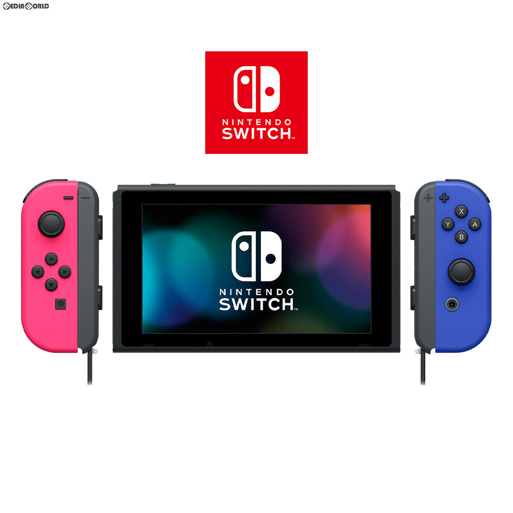 【中古即納】[Switch](本体)マイニンテンドーストア限定 Nintendo Switch(有機ELモデル) ニンテンドースイッチ カスタマイズ Joy-Con(L) ネオンピンク/(R) ブルー Joy-Conストラップ ブラック(HEG-S-KAYAA) 任天堂 (20211008)