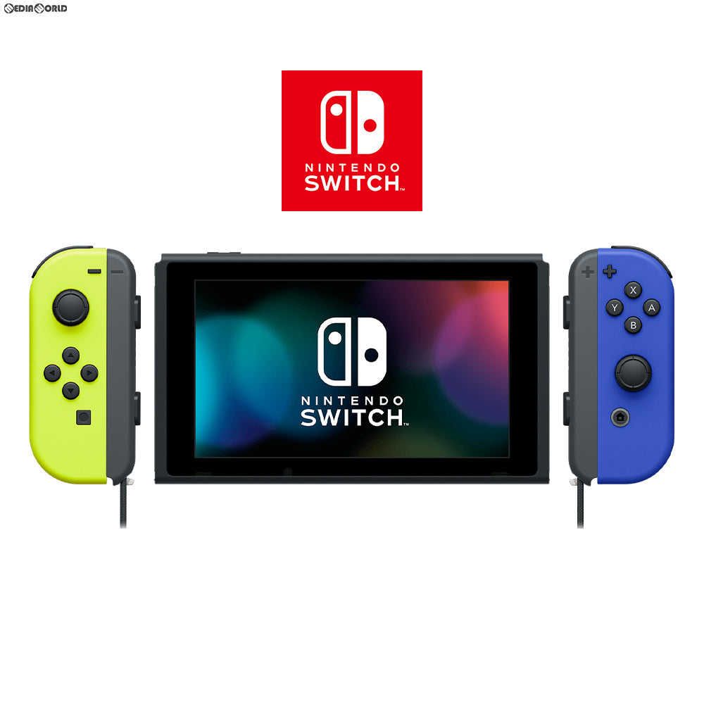 【中古即納】[Switch](本体)マイニンテンドーストア限定 Nintendo Switch(有機ELモデル)(ニンテンドースイッチ 有機ELモデル) カスタマイズ Joy-Con(L) ネオンイエロー/(R) ブルー Joy-Conストラップ ブラック(HEG-S-KAYAA) 任天堂 (20211008)