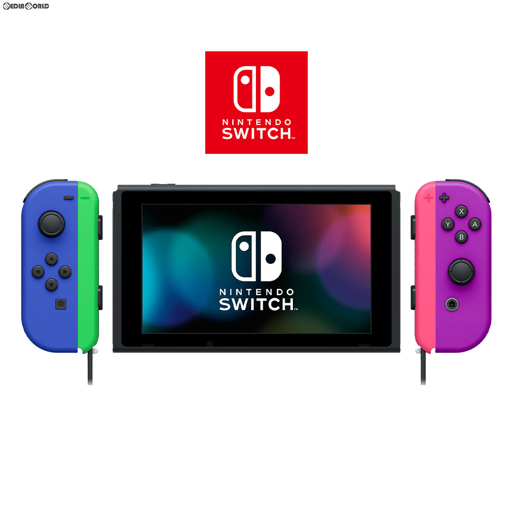 【中古即納】[本体][Switch]マイニンテンドーストア限定 Nintendo Switch(ニンテンドースイッチ 有機ELモデル) カスタマイズ Joy-Con(L) ブルー/(R) ネオンパープル Joy-Conストラップ ネオングリーン/ネオンピンク(HEG-S-KAYAA)(20211008)