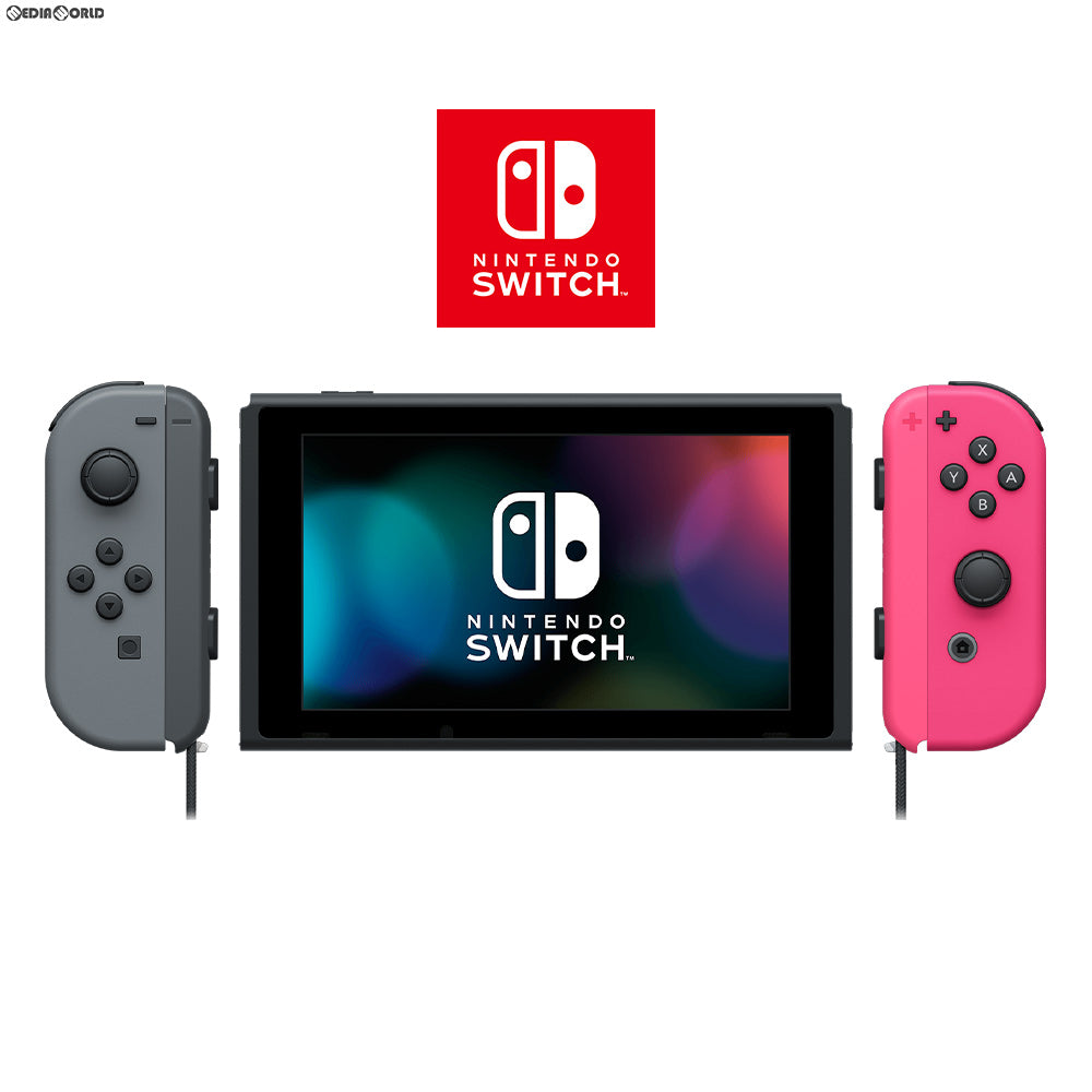 【中古即納】[本体][Switch]マイニンテンドーストア限定 Nintendo Switch(ニンテンドースイッチ) カスタマイズ Joy-Con(L) グレー/(R) ネオンピンク Joy-Conストラップ ブラック/ネオンピンク(HAD-S-KAYAA)(20190830)