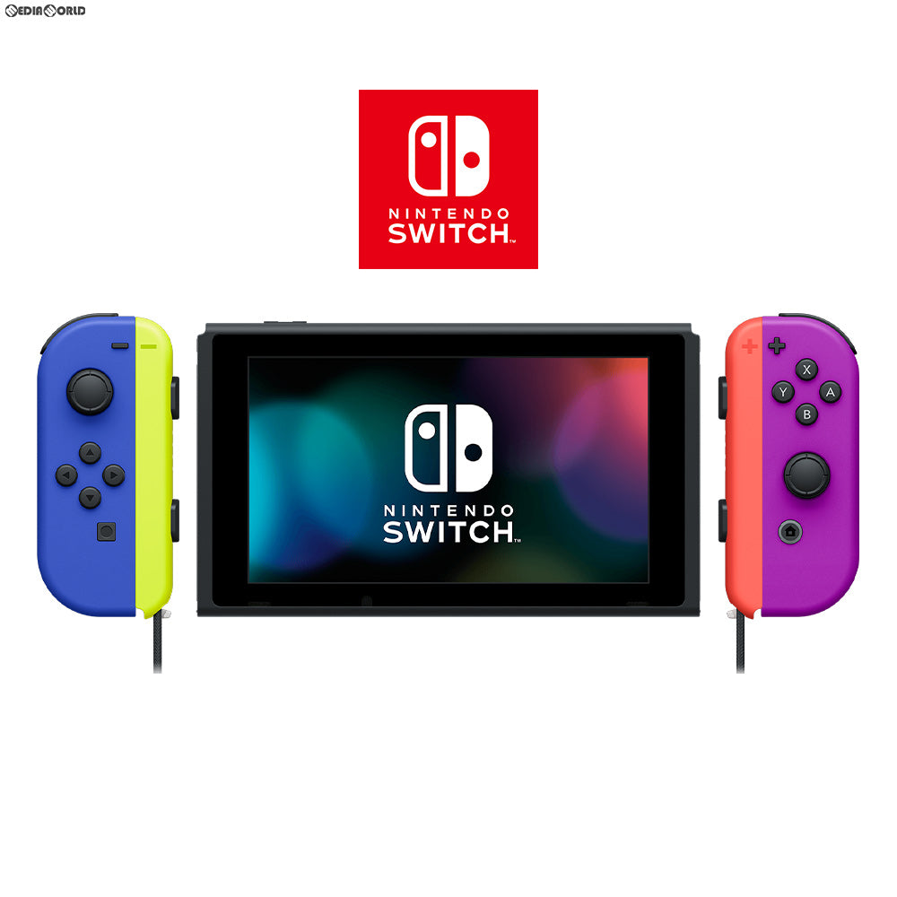 【中古即納】[Switch](本体)マイニンテンドーストア限定 Nintendo Switch(ニンテンドースイッチ) カスタマイズ Joy-Con(L) ブルー/(R) ネオンパープル Joy-Conストラップ ネオンイエロー/ネオンレッド(HAD-S-KAYAA) 任天堂 (20190830)