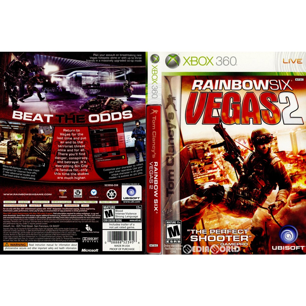 【中古即納】[Xbox360]Tom Clancy's Rainbow Six Vegas 2(トムクランシーズ レインボーシックス ベガス2) 北米版(20080318)