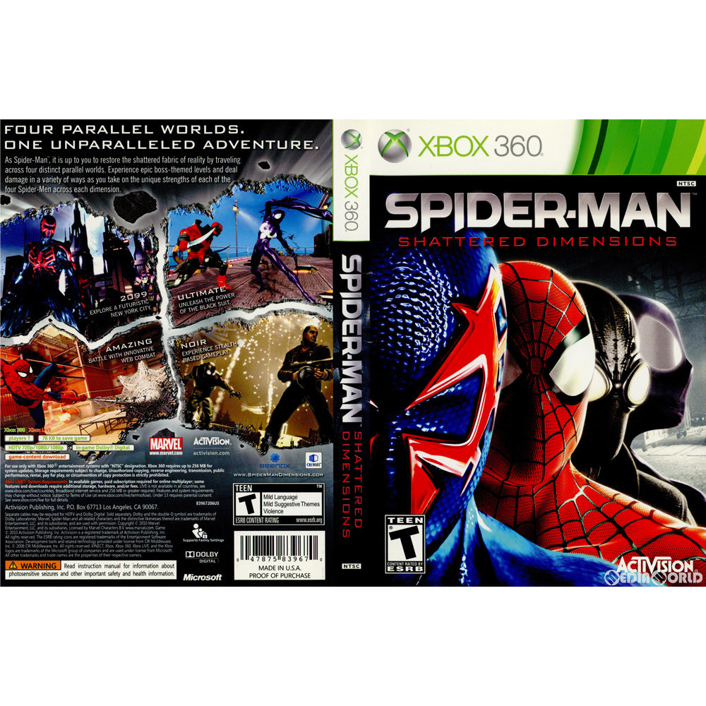 【中古即納】[Xbox360]Spider-Man: Shattered Dimensions(スパイダーマン シャッタード ディメンションズ) 北米版(20100907)