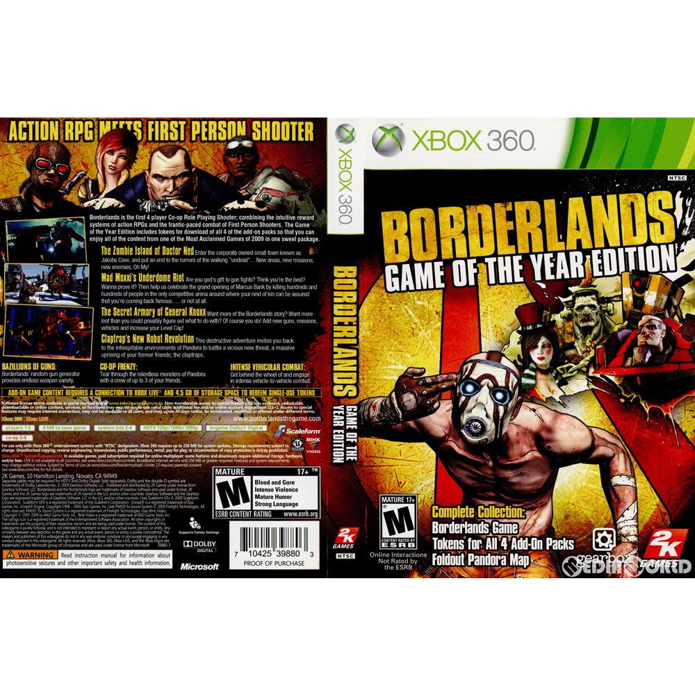 【中古即納】[Xbox360]BORDERLANDS GAME Of THE YEAR EDITION(ボーダーランズ ゲーム・オブ・ジ・イヤーエディション) 北米版(20101012)