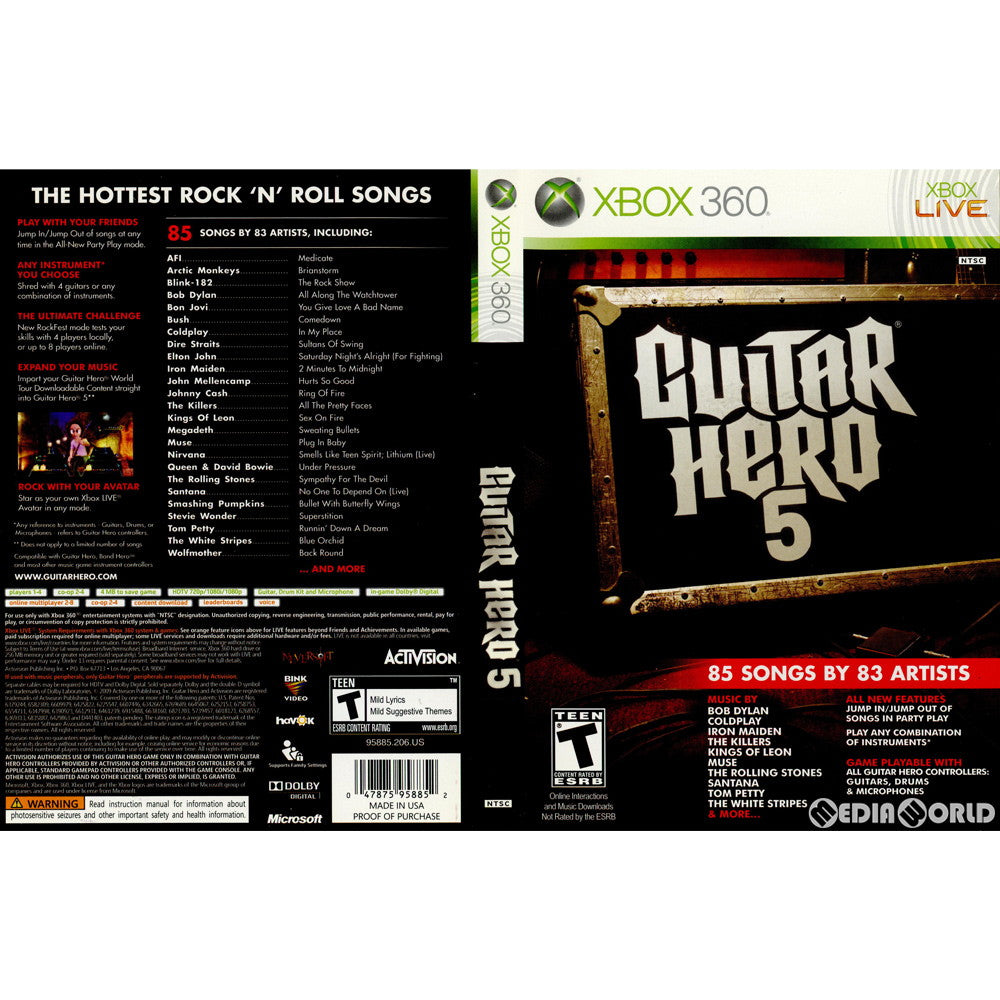 【中古即納】[Xbox360]GUITAR HERO 5(ギターヒーロー5) 北米版(20090901)