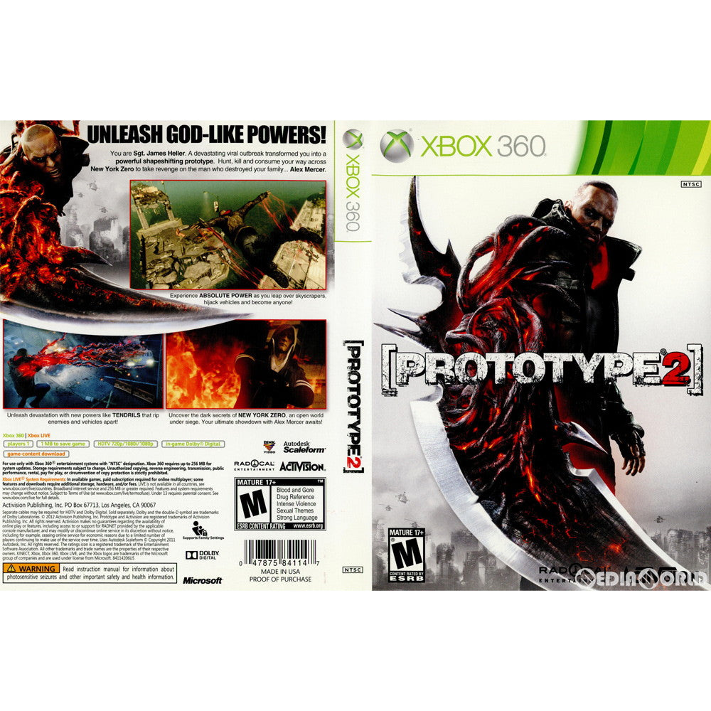 【中古即納】[表紙説明書なし][Xbox360]PROTOTYPE2(プロトタイプ2) 北米版(20120424)