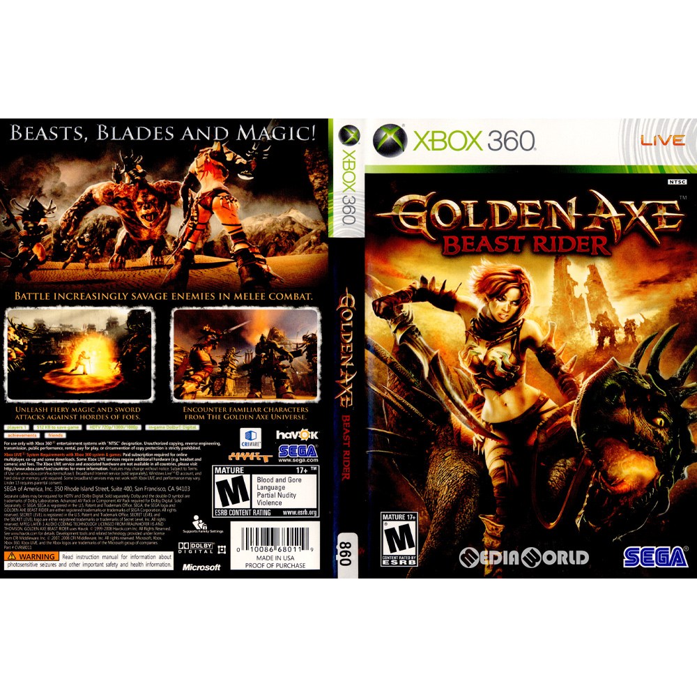 【中古即納】[Xbox360]Golden Axe: Beast Rider(ゴールデンアックス ビーストライダー)(北米版)(68011)(20081014)