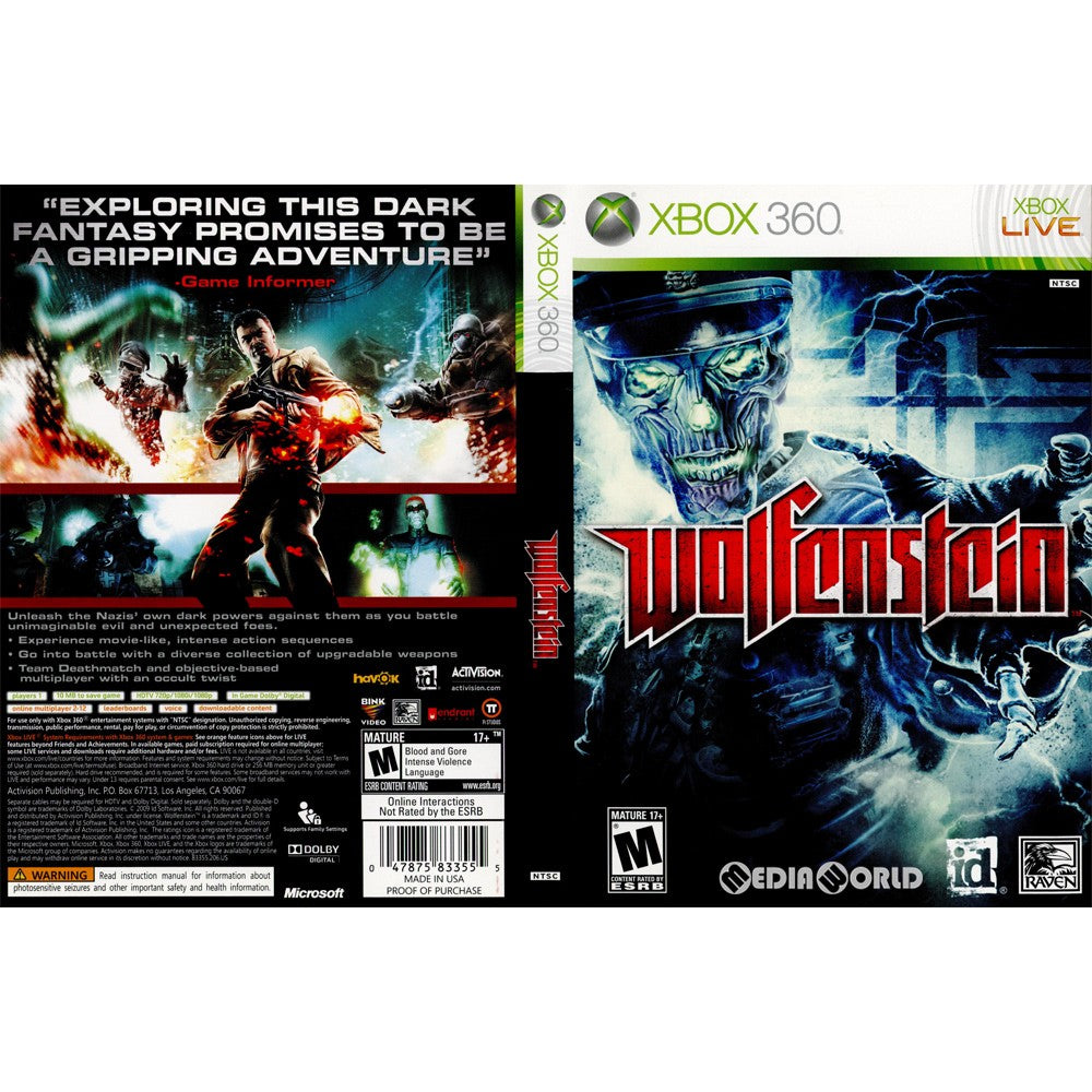 【中古即納】[Xbox360]Wolfenstein(ウルフェンシュタイン)(北米版)(20090818)