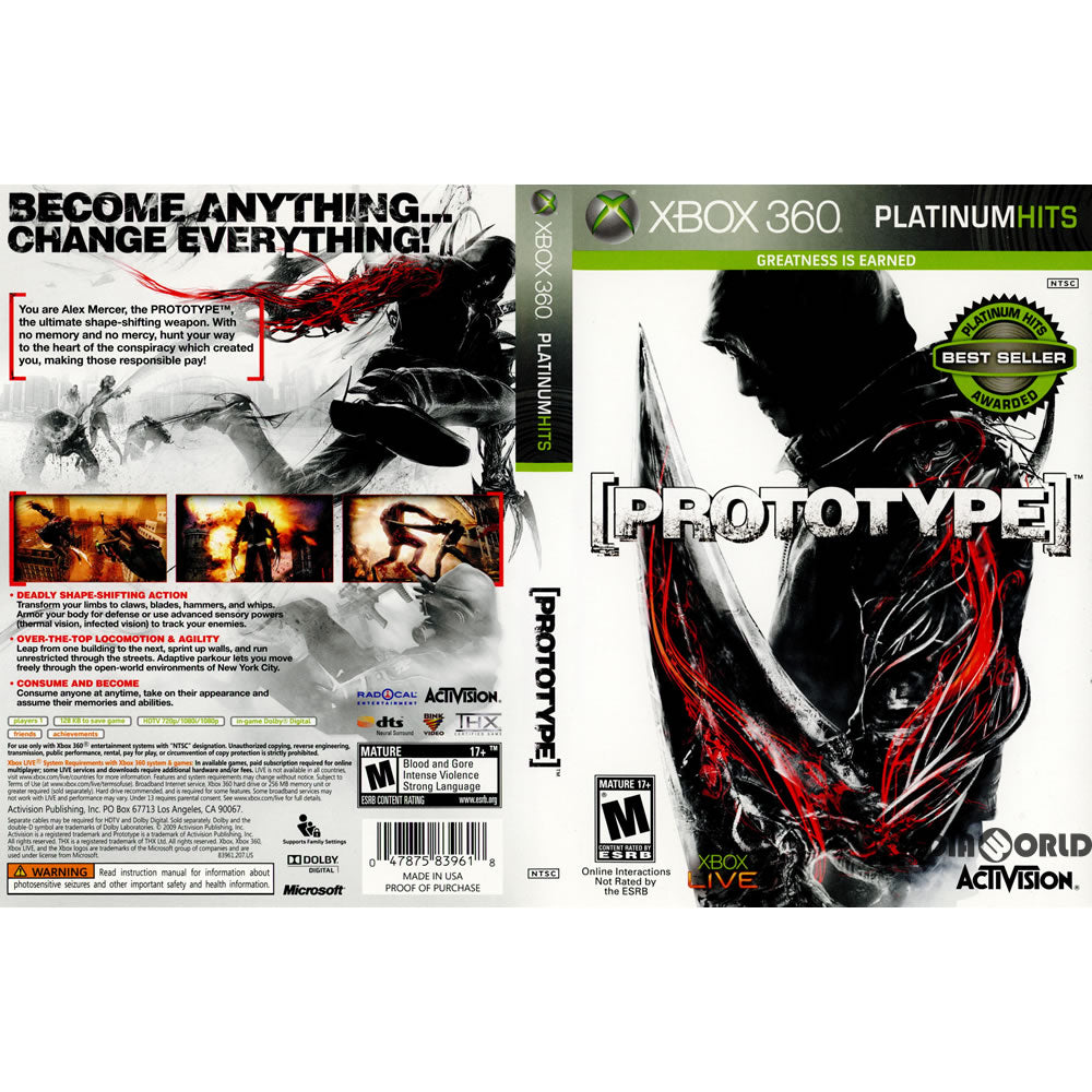 【中古即納】[Xbox360]Prototype(プロトタイプ) Platinum Hits(北米版)(20100415)