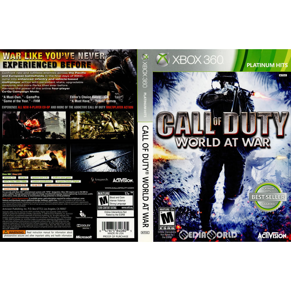 【中古即納】[Xbox360]Call of Duty: World at War(コール オブ デューティ ワールド・アット・ウォー) Platinum Hits(北米版)(20100921)